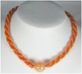 Orange African Helix with Blown Glass Focal Bead